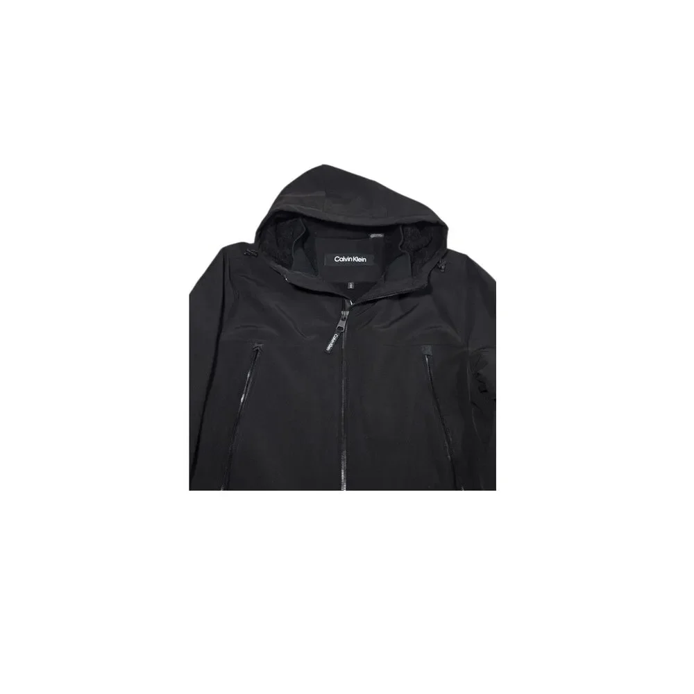 NWT Calvin Klein Men L Sherpa Lined Soft Shell Jacket Black Infinite Stretch 225